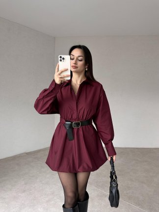 ROSCO Mini Elbise 4631 - Bordo - 2