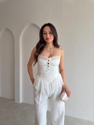 ROSELLA Bluz 8820 - Beyaz 