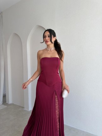 ROSY Dantel Detaylı Takım 3037 - Bordo - 2