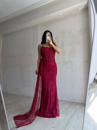 ROVENCE Maxi Elbise 4040 - Bordo - 2