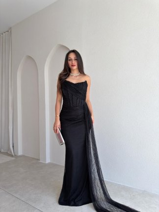 ROVENCE Maxi Elbise 4040 - Siyah 