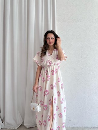 ROWAN Midi Elbise 3468 - Pembe 