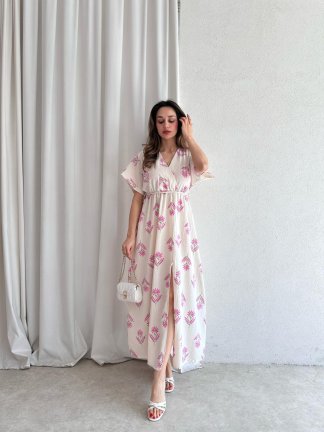 ROWAN Midi Elbise 3468 - Pembe - 2