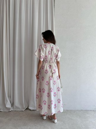 ROWAN Midi Elbise 3468 - Pembe - 3