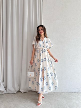 ROWAN Midi Elbise 3468 - Mavi - 2