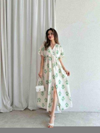 ROWAN Midi Elbise 3468 - Yeşil - 2