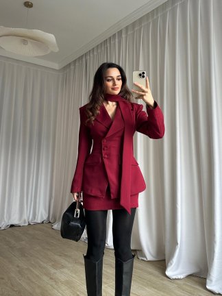 ROXİE Fularlı Takım 8707 - Bordo - 2