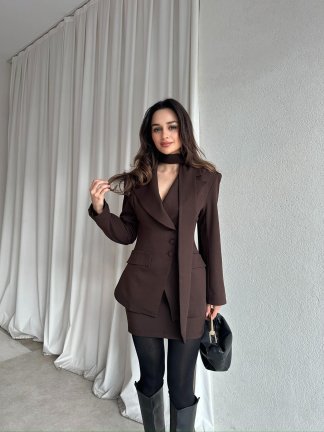 ROXİE Fularlı Takım 8707 - Acı Kahve 