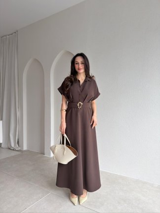 ROXY Midi Elbise 9025 - Acı Kahve - 2