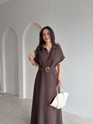 ROXY Midi Elbise 9025 - Acı Kahve 