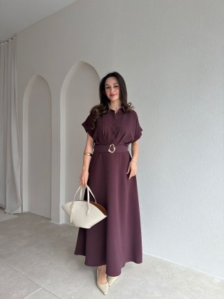 ROXY Midi Elbise 9025 - Mürdüm - 2
