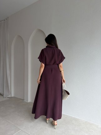 ROXY Midi Elbise 9025 - Mürdüm - 3