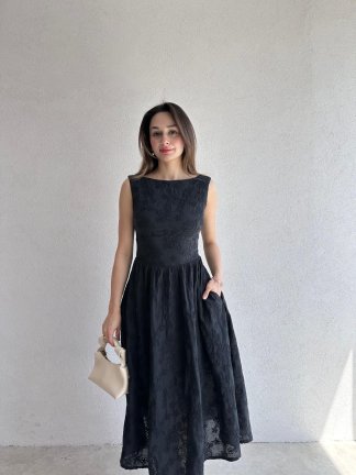 RUBEL Midi Elbise 2383 - Siyah 