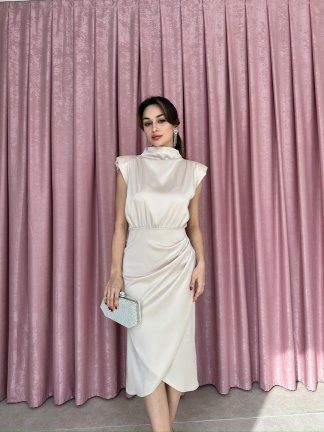 RUFFALO Midi Elbise 8725 - Krem - 1