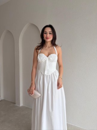 SABRİNA Maxi Elbise 8401 - Beyaz - 2