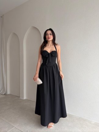 SABRİNA Maxi Elbise 8401 - Siyah 