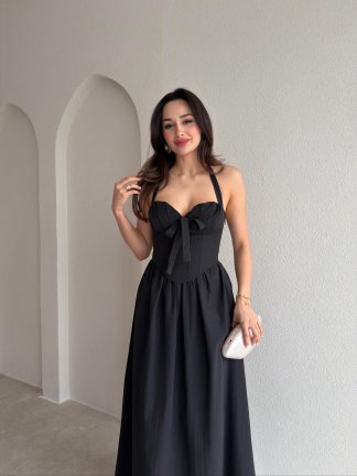 SABRİNA Maxi Elbise 8401 - Siyah - 2