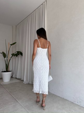 SAGE Midi Elbise 8899 - Beyaz - 3