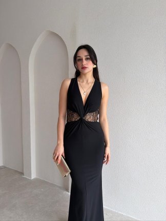 SAKURA Maxi Elbise 8867 - Siyah - 2