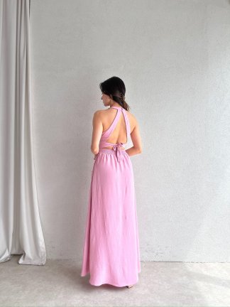 SAMARA Maxi Elbise 3472 - Pembe - 3