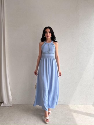 SAMARA Maxi Elbise 3472 - Mavi - 2
