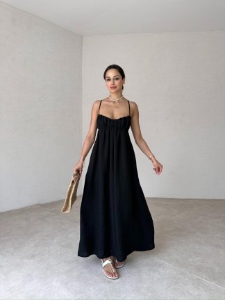 SANDERO Maxi Elbise 4454 - Siyah - 3