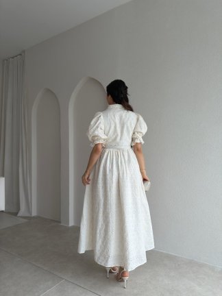 SANDRA Midi Elbise 8744 - Ekru - 3