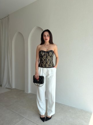 SANTA Dantelli Korse Üst 8941 - Siyah - 2