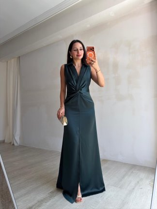 SARİELLA Maxi Elbise 3602 - Zümrüt Yeşili - 3