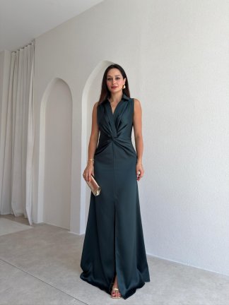 SARİELLA Maxi Elbise 3602 - Zümrüt Yeşili 