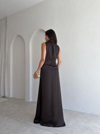 SARİELLA Maxi Elbise 3602 - Acı Kahve - 4