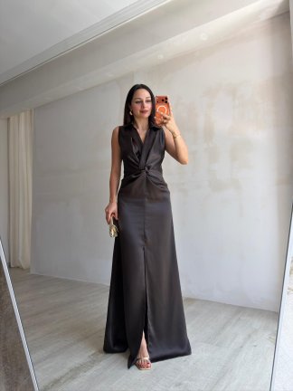 SARİELLA Maxi Elbise 3602 - Acı Kahve - 3