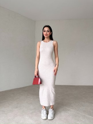 SASSEN Midi Elbise 3002 - Taş - 2