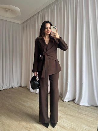 SAVAGE Kuşaklı Takım 8762 - Acı Kahve - 3