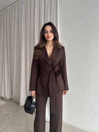 SAVAGE Kuşaklı Takım 8762 - Acı Kahve - 2