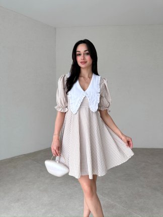 SCARLETT Mini Elbise 5866 - Açık Kahve - 1