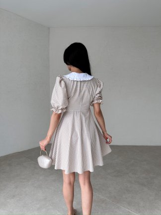 SCARLETT Mini Elbise 5866 - Açık Kahve - 3