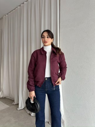 SCOOBY Bomber Ceket 8778 - Bordo - 2