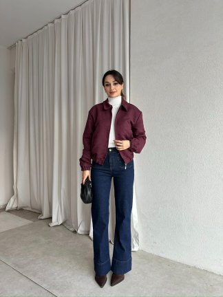 SCOOBY Bomber Ceket 8778 - Bordo - 4
