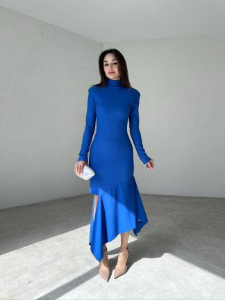 SEBASTİAN Midi Elbise 1449 - Mavi - 2