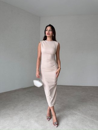 TRUMBO Midi Elbise 8667 - Krem - 2