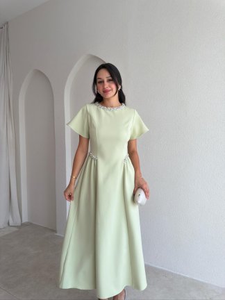 SENORİTA Taş Detaylı Midi Elbise 3769 - Mint - 1