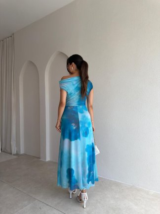SERENA Midi Elbise 5885 - Turkuaz - 3