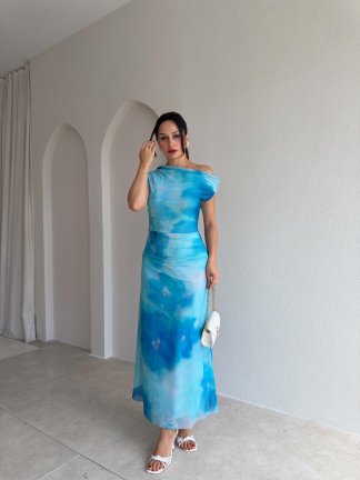 SERENA Midi Elbise 5885 - Turkuaz - 1