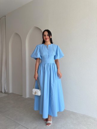 SETRE Midi Elbise 5634 - Bebe Mavisi 