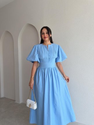 SETRE Midi Elbise 5634 - Bebe Mavisi - 2