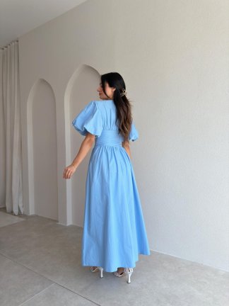 SETRE Midi Elbise 5634 - Bebe Mavisi - 3