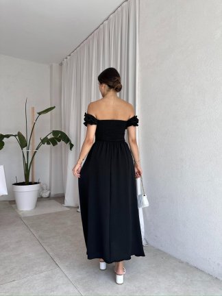  SHADOW Midi Elbise 8056 - Siyah - 3