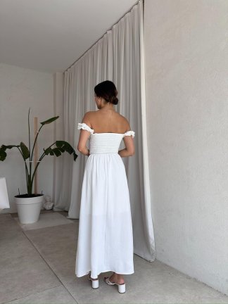 SHADOW Midi Elbise 8056 - Beyaz - 3