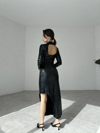 SHOLE Maxi Elbise 4785 - Siyah - 1